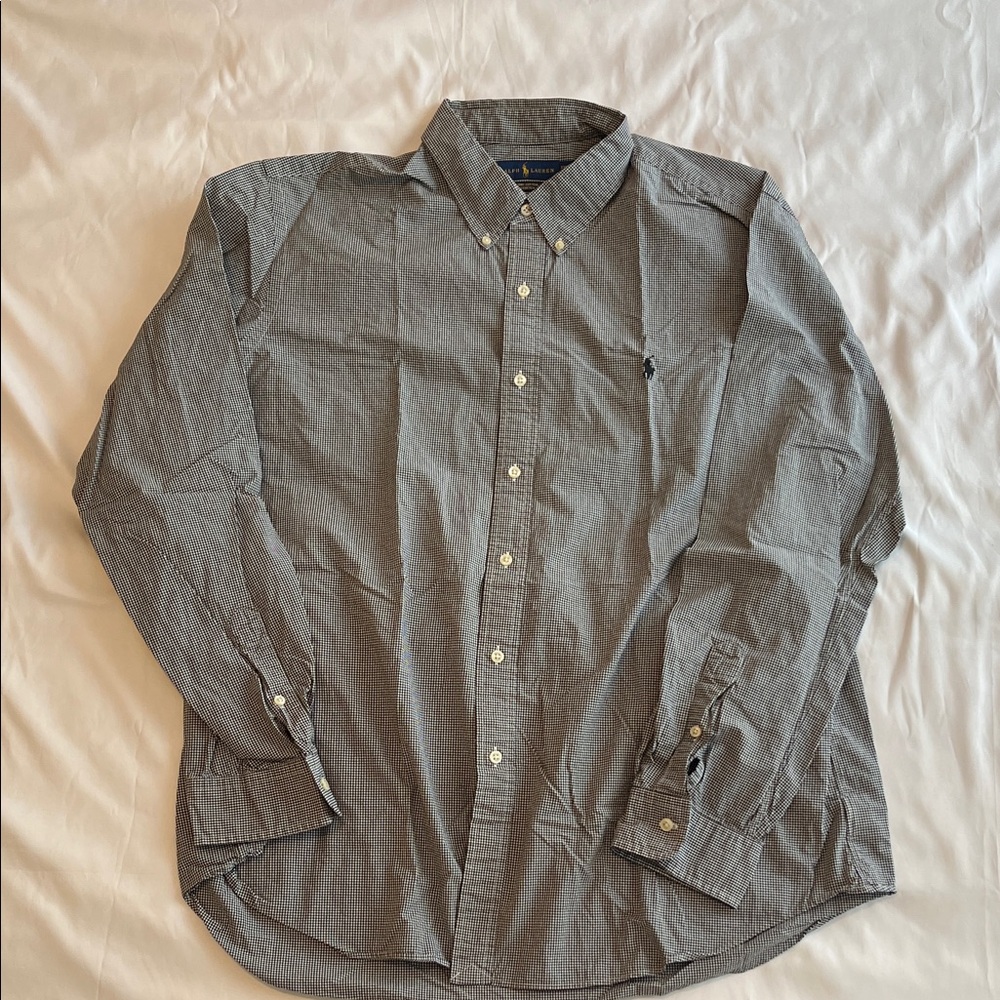Ralph Lauren Men's Black and White Check Button-Down Shirt NWOT